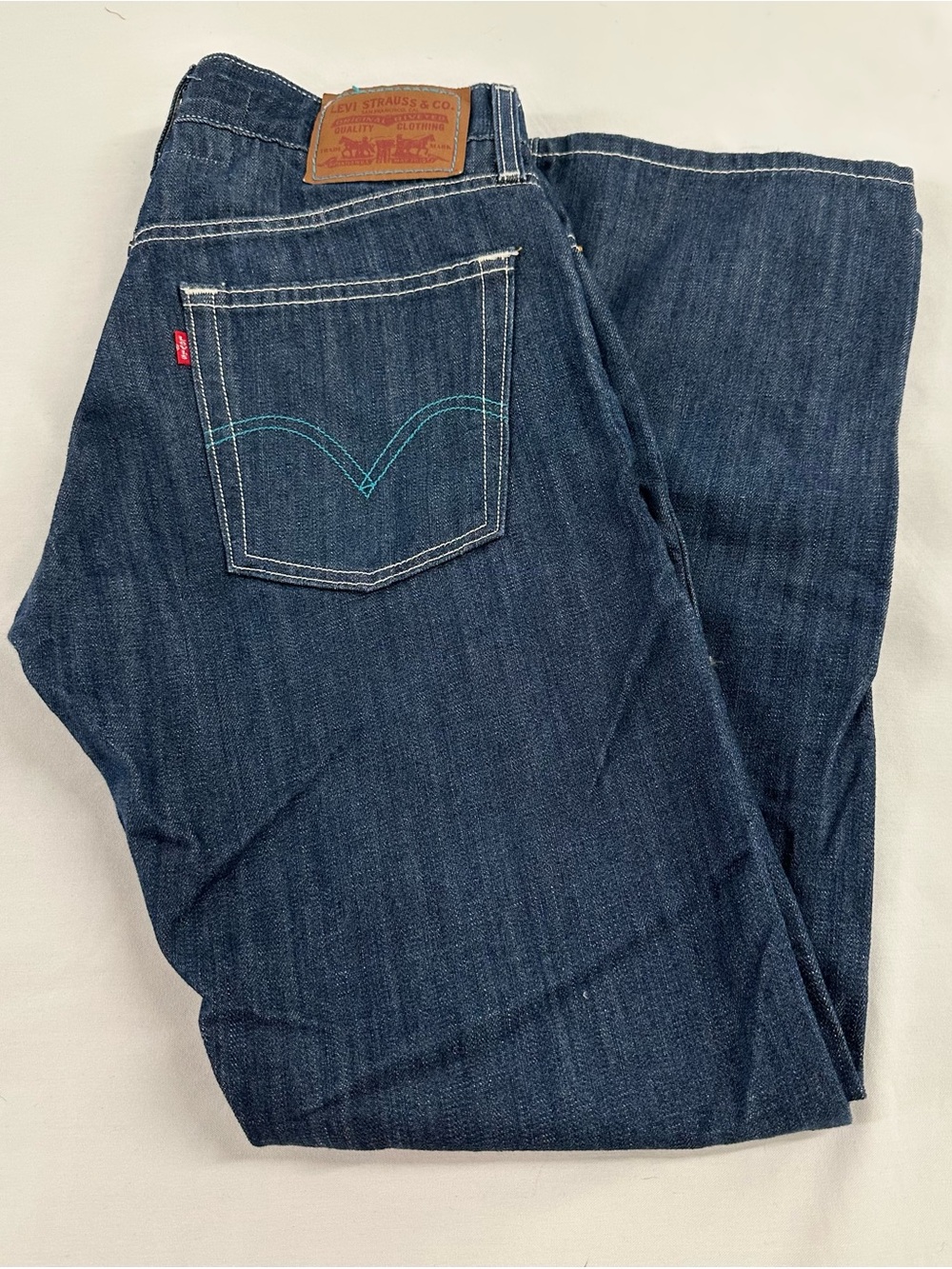 Levi’s 514 Slim Straight Jeans 31x30 Dark Wash Rare Teal Zipper NWOT